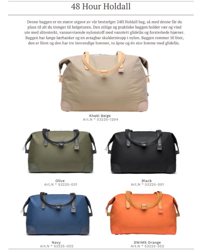 Swims 24H & 48H Weekend-bag veske og bag med logo
